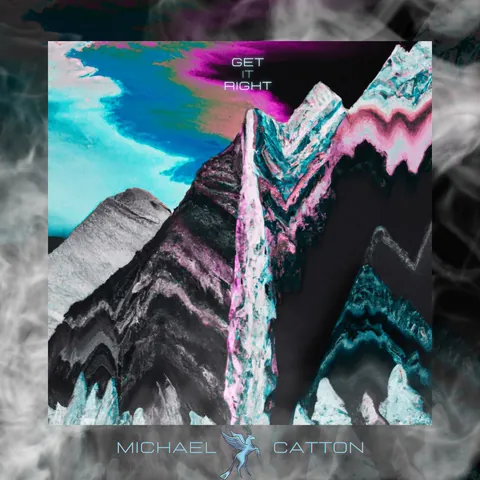 Get It Right single cover: glitched neon mountains