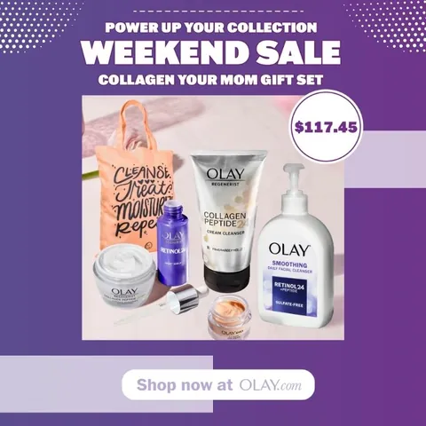 Olay Weekend Sale collagen gift set ad